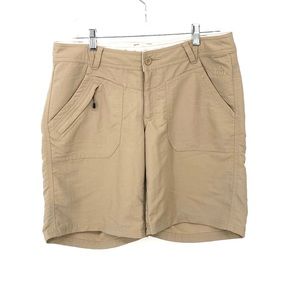 The North Face Womens' Cargo Shorts Tan Pockets Mid Rise Flat Front SZ 12